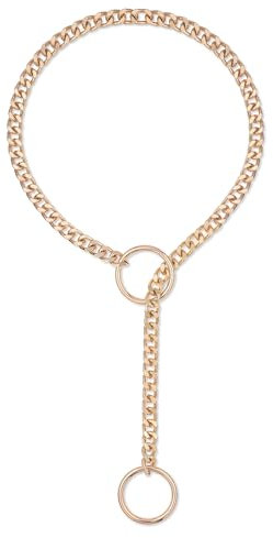 ADEMISHIA Gold O-ring Slip Chain Necklace, Handmade Punk Cuban Link Chain Necklace Jewelry Silver Chunky Y-Necklace For Women Men (Gold, 34)