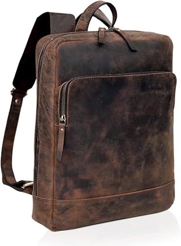 Ruzioon Couture Premium Leder Laptop Rucksack für Männer & Frauen | Stilvoll, Langlebig, Vielseitig | Sichere Verschluss, Geräumiges Inneres | Einfache Wartung
