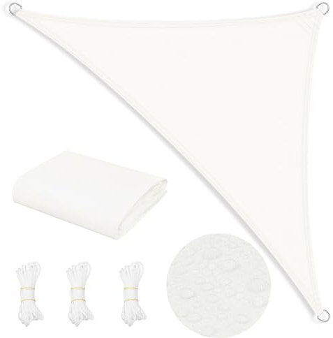 WOLTU Telo Ombreggiante in PES, Poliestere 200 g/m², Vela Ombreggiante Impermeabile, Telo Parasole per Esterni, Protezione Solare, con Anelli a D e Corde, per Balcone, Pergolato,4,2x4,2x6 m, Crema