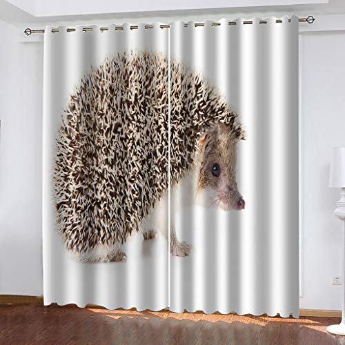 3D Tier Igel Druck Verdunkelungsvorhang Kinderzimmer Vorhänge Blickdicht 240X264Cm (HxB) 2 Stücke Schallschutz Thermogardine, Gardinen Mit Ösen Für Schlafzimmer Wohnzimmer