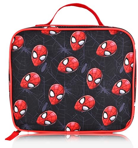 Fast Forward Marvel Spiderman Lunch Box for Kids | Spiderman Insulated Lunch Bag Lunch Box for Boys, Girls, Unisex | Spiderman Black Reusable Lunchbox