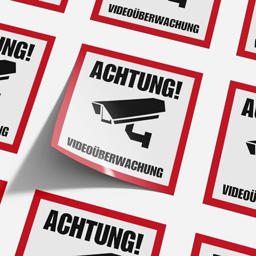 Achtung Videoüberwachung Aufkleber - Hinweis Sticker Kamera (5x5 cm) (3)