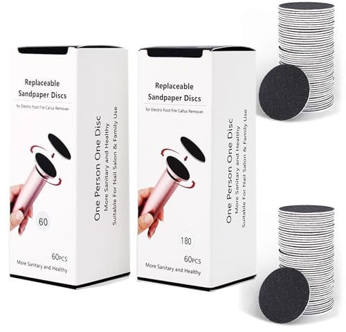 2 Box (120pcs) Foot File Replacement Pads Sandpaper Discs for Electric Hard Skin Callus Remover, Coarse 60 Grit+Fine180 Grit