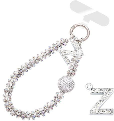 VirgoCCY Handy-Anhänger mit Initialen-Anhänger mit Handy-Halteband, luxuriöses Glitzer-Armband, Geschenke für Frauen und Mädchen, Diamant, Kein Edelstein