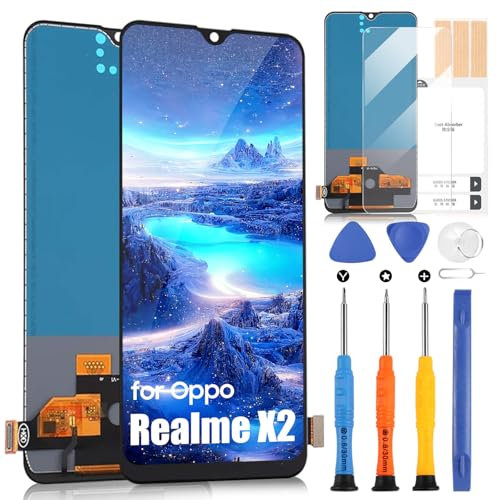 ARSSLY Para Oppo Realme X2 LCD Pantalla, Reemplazo de Pantalla para Realme X2 RMX1992 RMX1993 RMX1991 TFT LCD Display Digitazer Assembly con Kit de reparación (6.4, Negro, Sin Huella Digital)