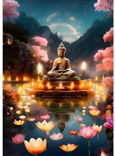 TOSTOG Diamond Painting Kit Adulte Débutant,Statue Bouddha Diamant Painting Images Ronde Diamond Peinture Diamant Adulte,5D DIY Cristal Débutant Art Set pour Décoration Murale Maison 30x40cm