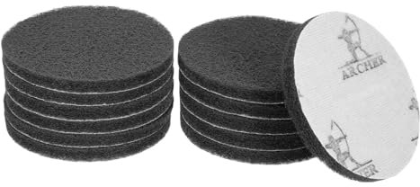sourcing map 12pcs Scrubber Scouring Pads 1200 Grits 5 Inch Drill Power Brush Hoop and Loop Surface Conditioning Disc Drill Scuffing Disc Scrub Pads for Home Kitchen Cleaning, Light Grey