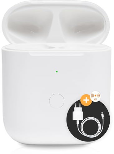 Custodia di ricarica compatibile con AirPods 1 e 2 Generazione, USB-C, Wireless charging case con sincronizzazione Bluetooth, carica fino a 5 volte completa (Con caricatore e cavo USB-C)