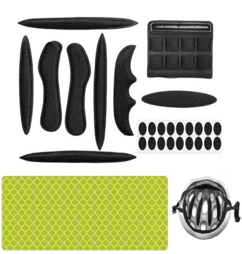 WUSJCOF 1 Sets Universelle Fahrradhelmpolster Schaumstoffpolster Klettpunkte Kit Fahrradhelm Polster Fahrradhelm Innenpolster für MTB Helm Motorradhelm Gratis 10 reflektierende Aufkleber