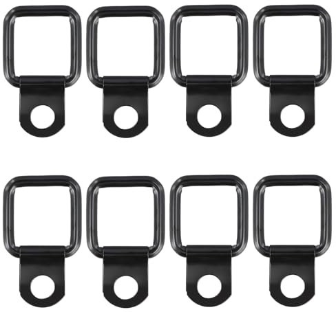 Anclajes de Anillo en D, 8 Piezas D de Amarre Anillo, Acero Inoxidable Techo Rígido, Sujetadores de Extracción Rápida, Gancho Anilla de Amarre en Negro para Asegurar Cargas En Remolques Camiones Botes