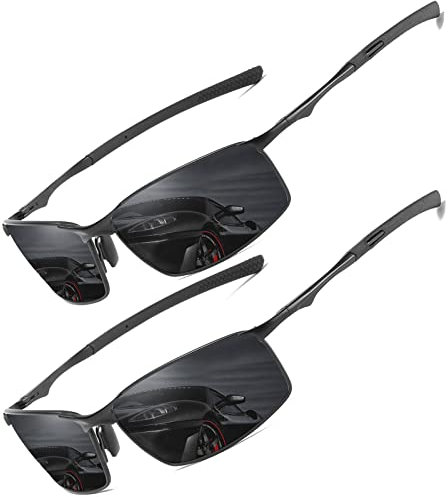 LEDING&BEST Lunettes de soleil Pilote polarisées hommes femmes Extérieur Léger Cadre métallique Pêche Golf Conduite Élégant Rétro lunettes Anti-Reflets Cat 3 CE