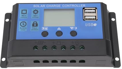OTOTEC 1Pc Contrôleur de Charge de Batterie de Panneau Solaire 30A 12V/24V écran LCD Double Port USB Régulateur Intelligent Adapté à La Maison à L'industrie Aux Entreprises Etc.