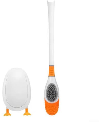 Easy Rinse Diving Duck Toilet Brush with Strong Cleaning Power and No Scratches (white)