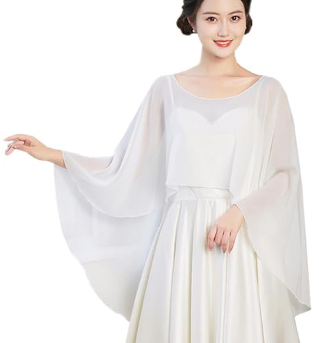 SamHeng Damen Sheer Chiffon Cape Schal, Vorne Kurz Hintern Lang Bolero Schalwickel Schulterbedeckung Capelets für Abendkleider, Asymmetrisches Oberteil Stola Schal Sonnenschutz Schals