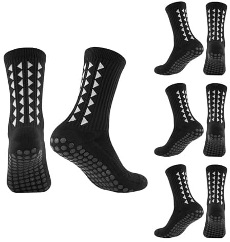 Ornatique 3 Pairs Football Grip Socks for Men, Non Slip Football Socks, Grip Socks Football for Basketball Soccer Volleyball Running Trekking Hiking Rugby Cycling Yoga (Size 5-11)