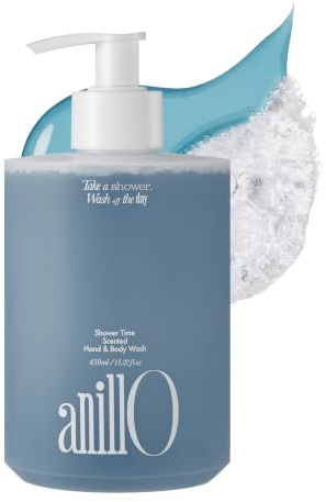 ANILLO Ceramide Body Wash for Dry Skin, Shower Time Blue Agave, 15.22 fl oz | Botanical Oils, Vegan Hand and Body Cleanser, Free from Paraben, Sulfate, Silicone, 450ml
