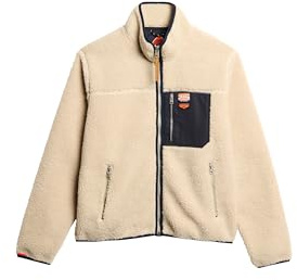 Superdry Herren Vintage Retro Borg Fleecejacke Hafer Beige L