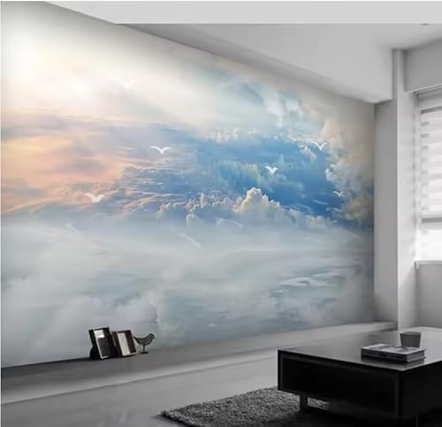 Papel tapiz 3D con cielo azul y nubes blancas, murales de pared para sala de estar, sofá, dormitorio, pintura de fondo, 350 x 245 cm