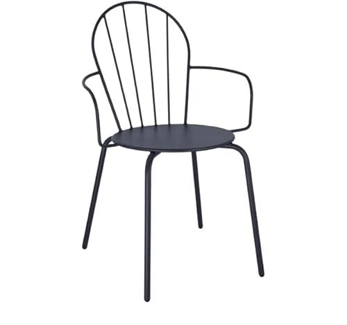 Bolero Adeline Powder-Coated Steel Armchairs 4 Pack, Slate Blue | Commercial-grade seating provides reliable durability and weather-resistant use in busy cafés, bistros and dining areas.