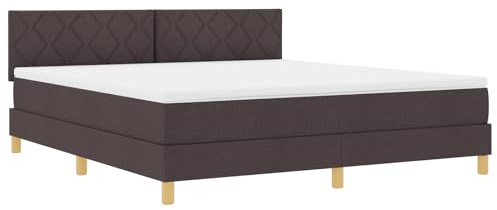 vidaXL Boxspringbett mit Matratze Dunkelbraun Gepolstert 180X200 cm Modernes Design Stoff für Erwachsene Naturholzbeine Einfache Montage und Komfort Schlafzimmermöbel Topper Zeitgenössisch