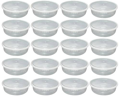 TENLITE 20-Pack Clear Round Plastic Containers with Airtight Lids – Moisture-Resistant BPA-Free Storage Boxes for 3D Printer Filament Spools – Stackable, Dustproof & Durable (2000ml (2Litre))