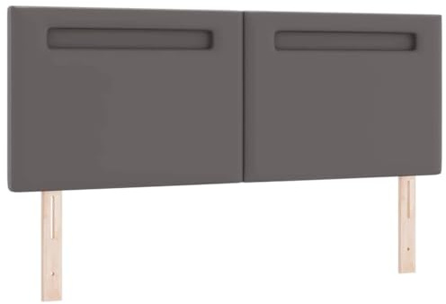 vidaXL Headboard with LED Strip Lights Wall-mounted Grey 160 cm PVC, Sleek Bedroom Headboard, Rectangular, Height-Adjustable, Durable, LED Wall-Mounted Design, Modern Home Furnishings, Versatile