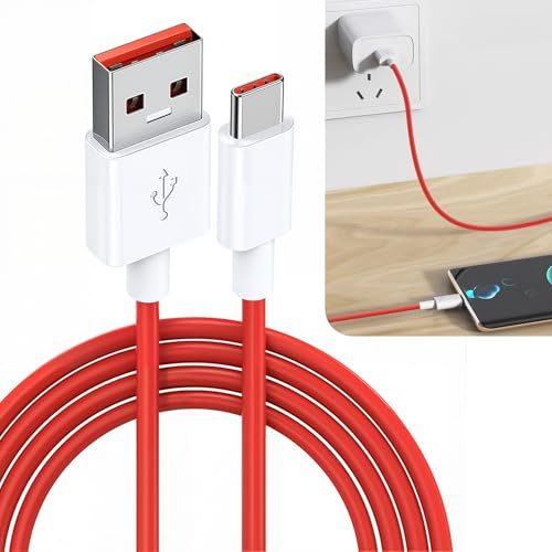 For OnePlus Charge Cable 2M USB C 65W Warp Super Charge, 480Mbps Data Transfer for OnePlus 11/10 Pro/Nord 2T/8/7 Pro/7T/6T/6/5T/5/3T Flexible Red Cab