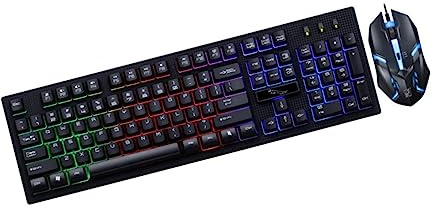 GALPADA Clavier Souris Gamer USB Filaires Ensemble Ergonomique Mécanique Lumineux pour PC Jeux Bureau