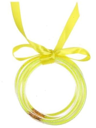 ZYJSSKUK Brillant Jelly Bracelet Set - brillant silicone léger Bow bracelet multicouche silicone arc - en - ciel or rose Bracelet ruban set empilable bijoux (Jaune fluorescent)