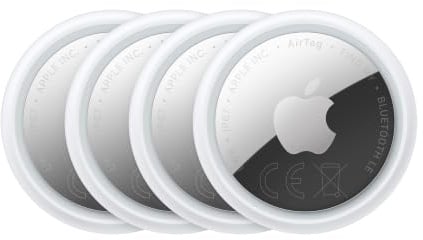 Apple AirTag 4 pack (2nd generation): Tracker for Keychain, Wallet and More; Locator with Sound; Simple One-Tap Setup with iPhone or iPad; Key Finder with up to 1.5x Precision Finding Range