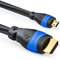 deleyCON 3,0m Micro HDMI Kabel - HDMI 2.0/1.4a Kompatibel - High Speed mit Ethernet - ARC 3D 4K Ultra HD 1080p 2160p - Schwarz