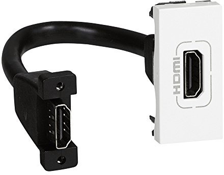 Legrand 078778 Mosaic HDMI Prise, Type-A, Version 2.0 Préconnectorisée, 1 Module, Blanc