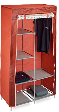 Relaxdays Faltschrank Telefonzelle HBT 161 x 83,5 x 42,5cm Kleiderschrank aus Stoff mit 6 Ablagen und Kleiderstange Stoffschrank als Garderobenschrank und Campingschrank nutzbar Wäscheschrank, Telefon