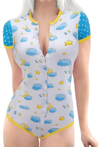 LittleForBig Baby-mädchen Adult Baby Baby-Body windel Liebhaber (ABDL) snap schrittspielanzug Baby-Body Pyjama-Muster sleepytime xx-Large blau