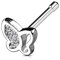eeddoo Nasen-Piercing Nasenstecker Schmetterling Silber Edelstahl Kristallklar