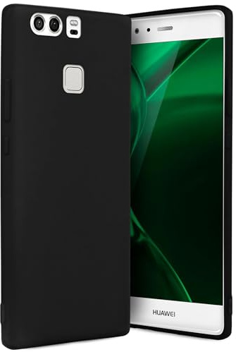 ONEFLOW SlimShield Pro für Huawei P9 Hülle Ultra dünn erhöhter Rand, TPU Backcover minimalistisch Handyhülle flexibel, Schutzhülle mit Kamera- und Displayschutz, Schwarz