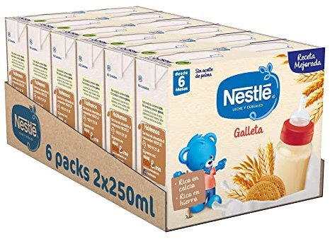 Nestlé Alimentos Infantiles Nestlé Alimentos Infantiles base de cereales con leche de continuación, 250 ml (Paquete de 12)