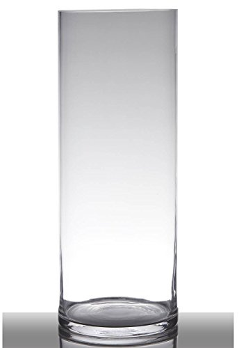 Dekoglas, Vase Zylinder Cold Cut H. 50cm D. 19cm transparent rund Glas Hakbijl
