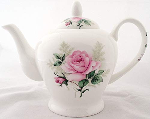 Majestic Rose Teapot Fine Bone China 20oz Small Pink Rose Teapot Hand Decorated in UK