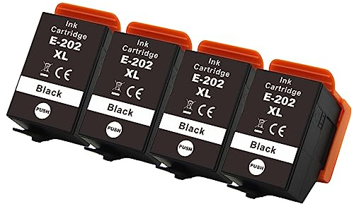 Go Inks 4 Black Ink Cartridges to replace Epson 202XLBk Compatible/non-OEM for Epson Expression Photo Printers