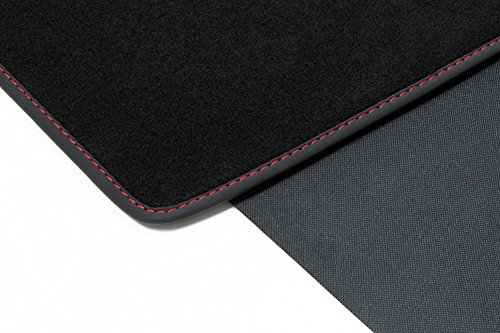 teileplus24 BKF-021 2-teilige Auto Kofferraummatte passend für Seat Leon 3 5F ST Kombi 2012-2020 mit Ladekantenschutz, Naht:Rot