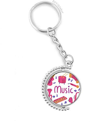 DIYthinker Posaune Gitarre Musikinstrument Muster Drehbare Schlüsselanhänger Ringe 1.2 Zoll x 3.5 Zoll Mehrfarbig