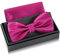 Massi Morino Fliege Rosa mit Einstecktuch für Herren Set - Anzug Herrenfliege zur Hochzeit - Verstellbare Schleife in Pink
