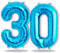 FUNXGO Folien-Ballon 30, Helium-Ballon, Luftballon-Zahl, nachfüllbare Riesen-Ballonzahl, Party-Deko zum 30. Geburtstag, Jubiläum, Hochzeit, blau