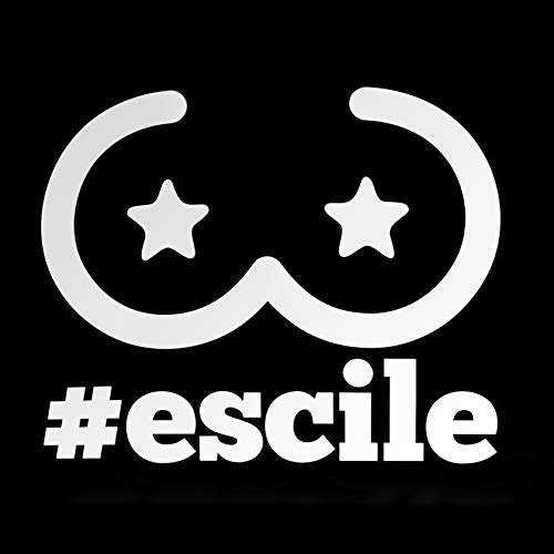 ERREINGE Sticker ESCILE DIVERTENTE BIANCO Adesivo prespaziato in PVC per Decalcomania Parete Murale Auto Moto Casco Camper Laptop - cm 12