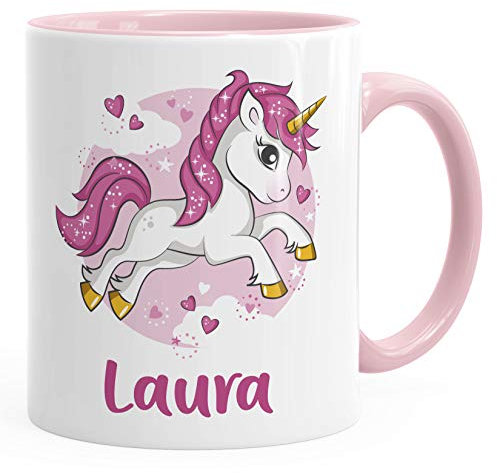 SpecialMe® Einhorn Namenstasse Unicorn personalisierte Kaffee-Tasse mit Namen persönliche Geschenke rosa Keramik-Tasse