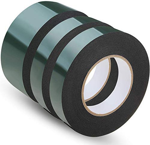 WooZuu Schaumstoff-Klebeband, doppelseitig, wasserfest, selbstklebend, 2 Rolle 25 mm und 1 Rolle 50 mm breit, 3 Stück