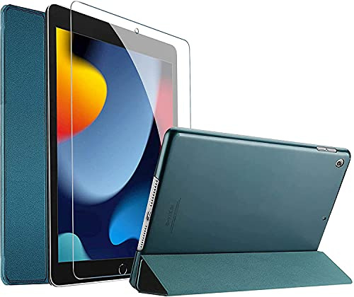 ProCase Cover e Vetro Temperato per iPad 9 2021/Pad 8 2020/Pad 7 2019/iPad 10.2[A2602 A2603 A2604 A2605 A2270 A2428 A2429 A2430 A2197 A2198 A2200]Smart Cover Sottile Leggero -Teal