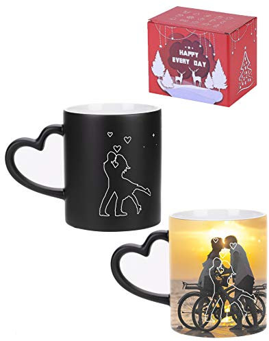 Heat Color Changing Cups with Picture Personalised Magic Mugs Gift for Women Men Couples Mugs Tea Cups Coffee Mug Personalised Birthday Gift Anniversary Present for Valentine's Day