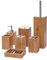 Mendler 7-teiliges Badset HWC-A90, WC-Garnitur Badezimmerset Badaccessoires Seifenspender Zahnbürstenhalter Seifenschale, Bambus